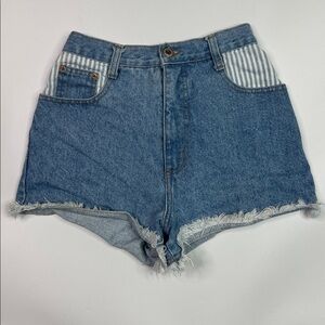 Vintage Steel Jeans Distressed Raw Hem Shorts Size 5 Waist 24"